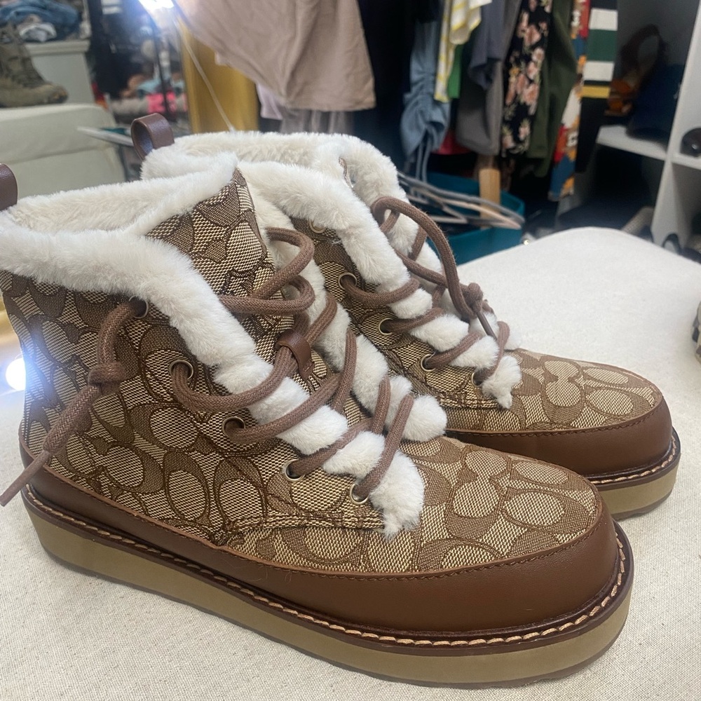 Coach Imani Signature Jacquard Boots Women's 8.5